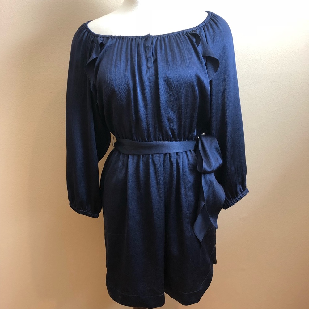 Rebecca Taylor Solid Tie-Waist 100% Silk Dress